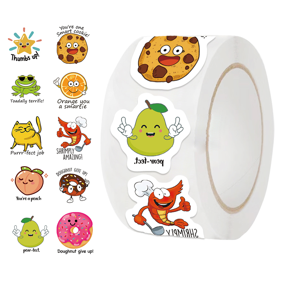 Kids Education Motivation - 500Pcs/Roll Kawaii Decal Student Studying BonusStickers