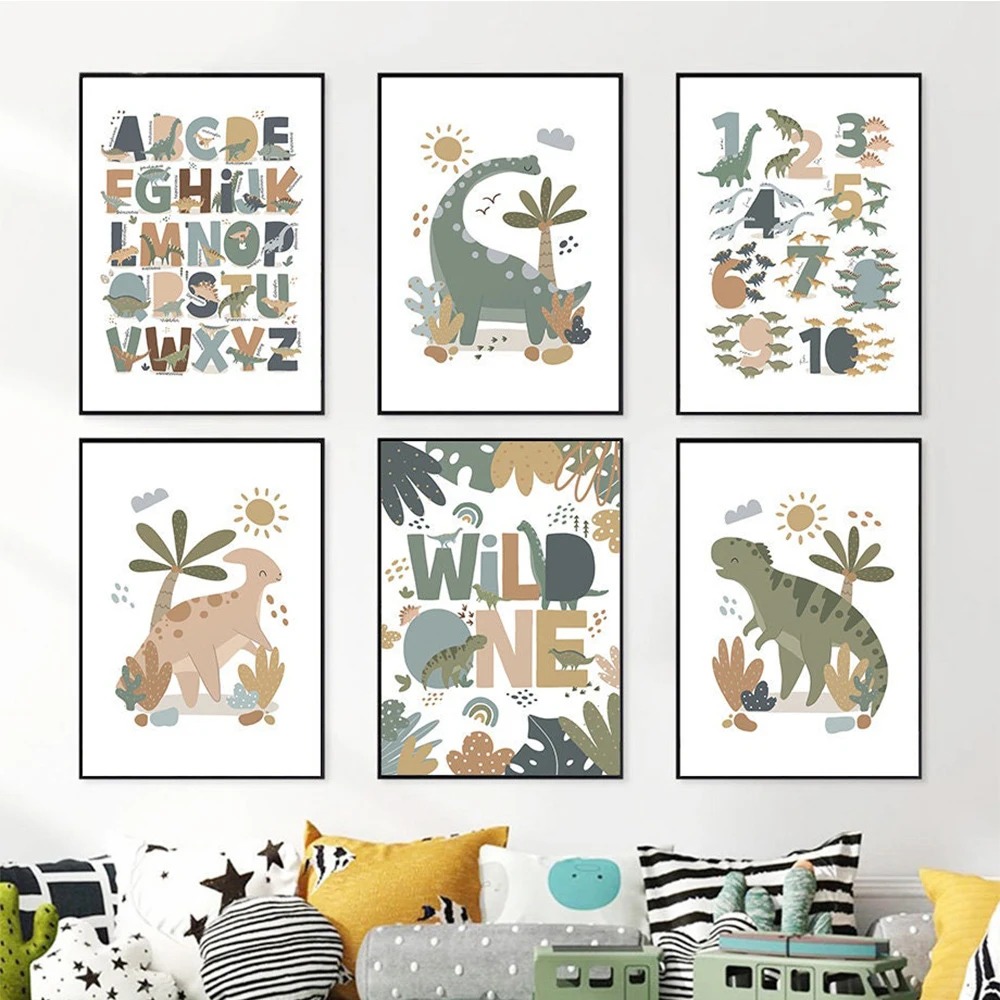 Nordic Cute Baby Dinosaur Wall - đánh giá và giá Kids Education Number
