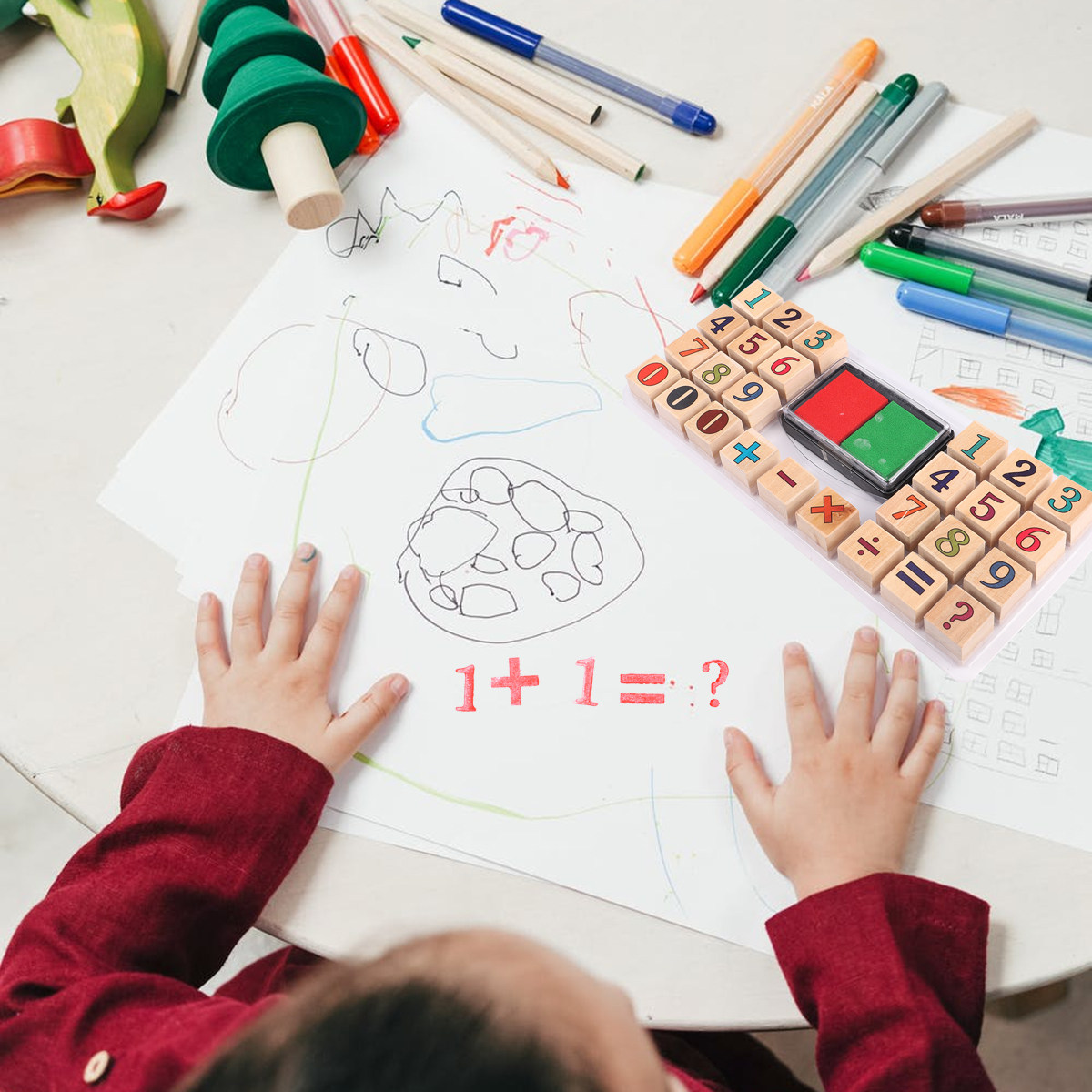 1Set Wooden Number Stampers Cr - đánh giá và giá Kids Education Number