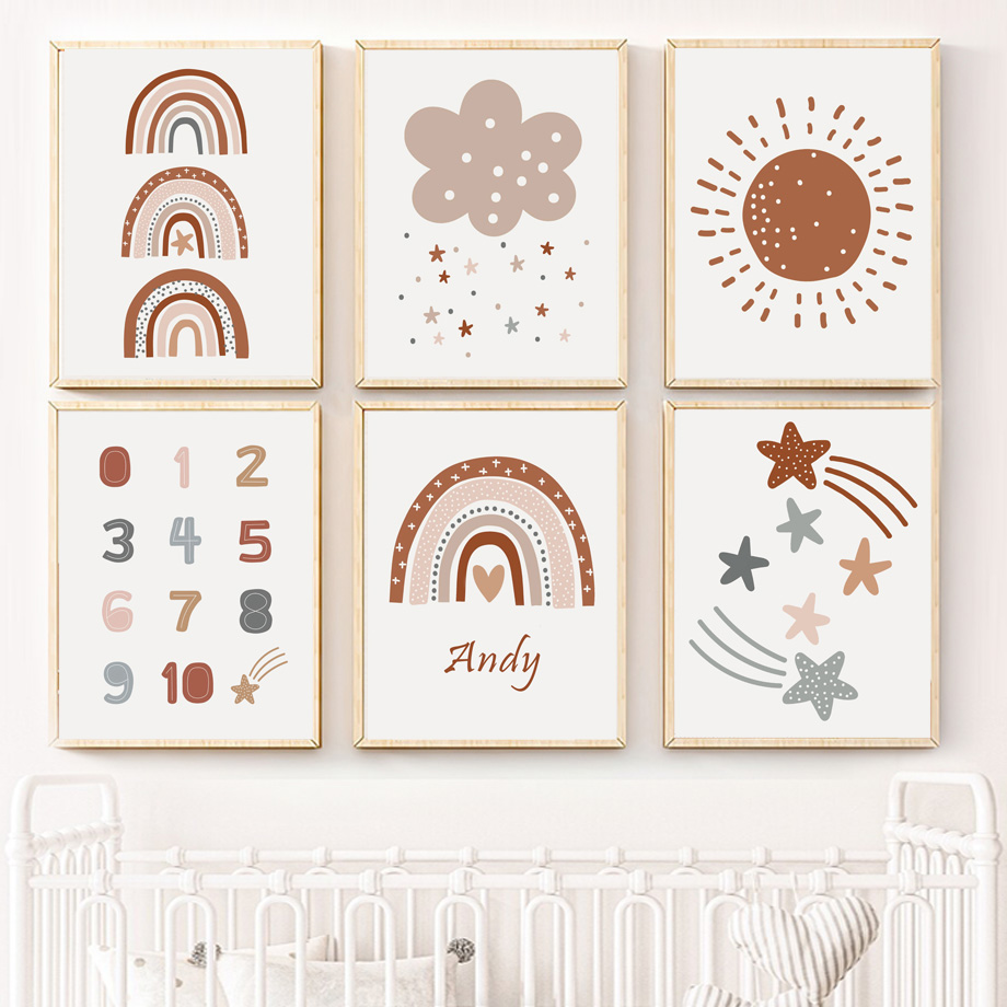 Boho Nursery Poster Canvas Pri - đánh giá và giá Kids Education Name